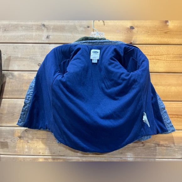 Old Navy Quilted Denim Chambray Button Front Sweater Jacket Coat Corduroy Accent - Picture 5 of 8